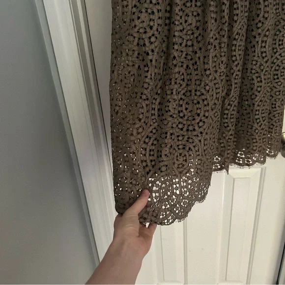 NEW Peter Cohen Elegant Eyelet Lace Sleeveless Dress - Olive Green 100% cotton - Picture 9 of 14